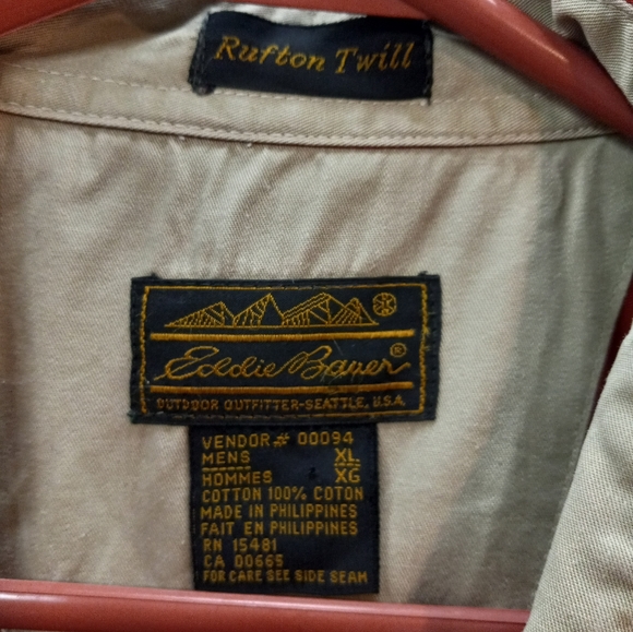 Eddie Bauer Rufton Twill XL Red Outdoor Outfitter Button Down Shirt  Rural Event - Picture 9 of 10
